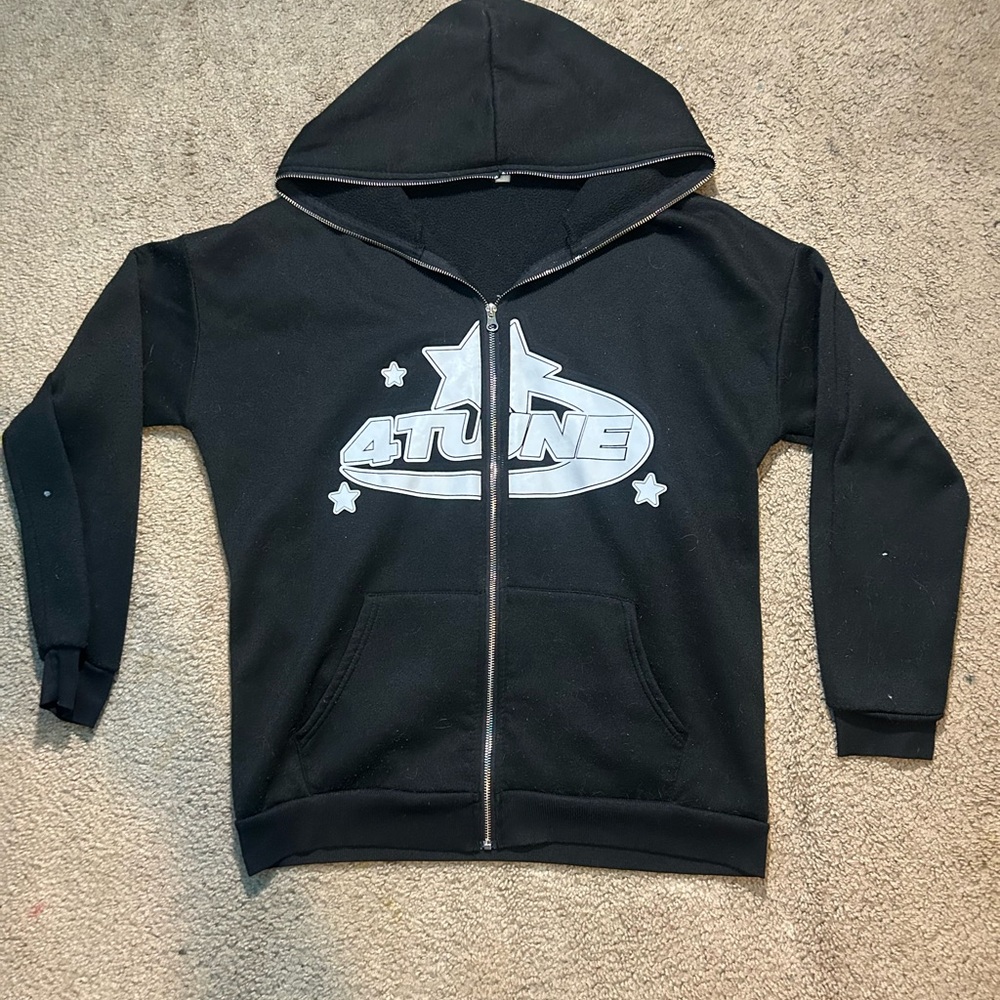 4TUNE Y2K Unisex Black Full Zip-Up Hoodie
